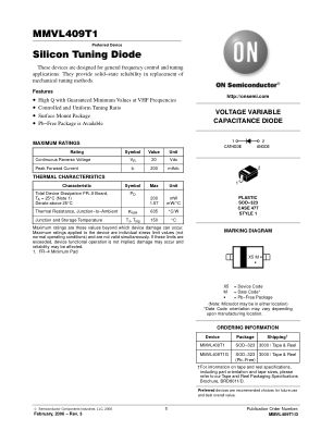 MMVL409T1 datasheet cover page