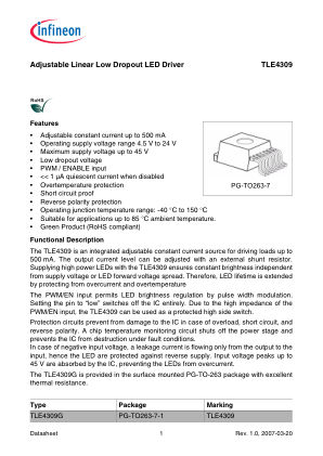 TLE4309G datasheet cover page