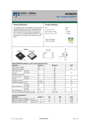 AON6234 datasheet cover page