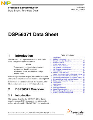 DSP56371 数据手册首页