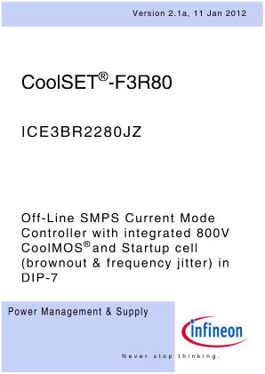 ICE3BR2280JZ datasheet cover page