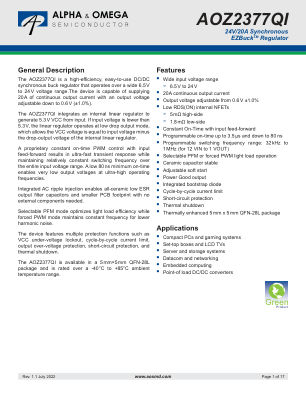 AOZ2377QI datasheet cover page