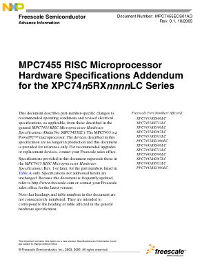 MPC7455ECS01AD 数据手册首页