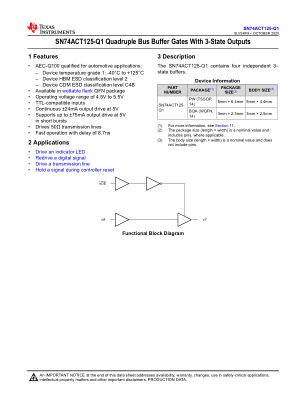 SN74ACT125-Q1 数据手册首页