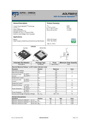 AOLF66910 datasheet cover page