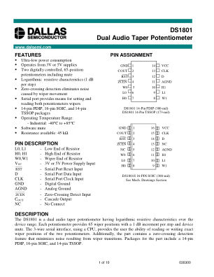 DS1801 datasheet cover page