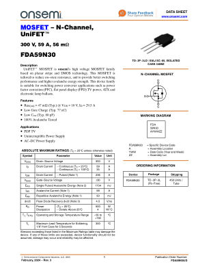 FDA59N30 数据手册首页