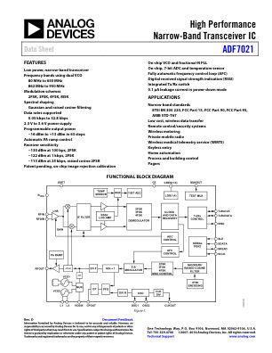 ADF7021 数据手册首页