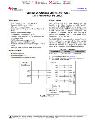 TUSB1021-Q1 数据手册首页