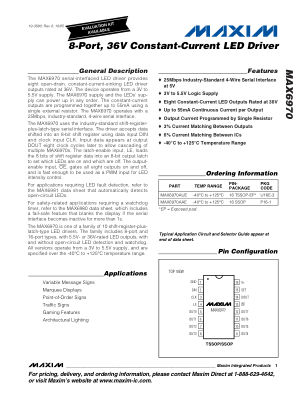 MAX6970 数据手册首页