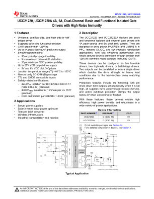 UCC21220A datasheet cover page