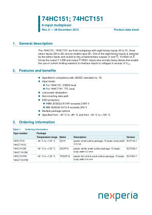 74HC151PW datasheet cover page