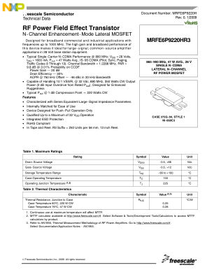 MRFE6P9220H datasheet cover page