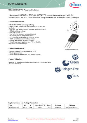 IKFW50N65EH5 datasheet cover page