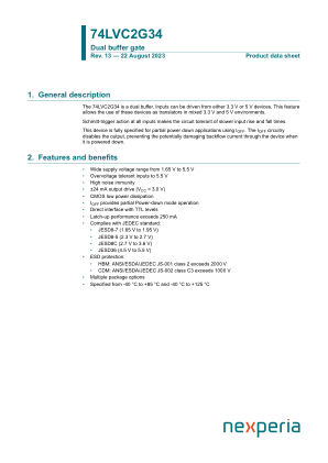 74LVC2G34GW datasheet cover page