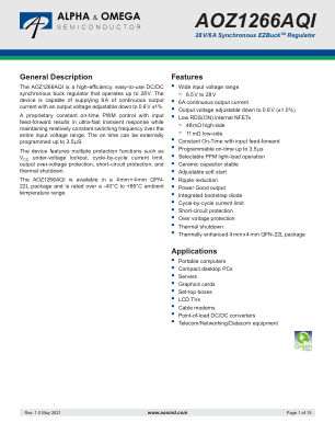 AOZ1266AQI datasheet cover page