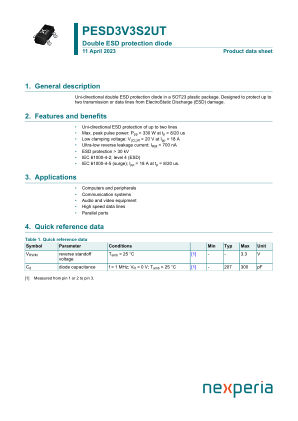 PESD3V3S2UT datasheet cover page