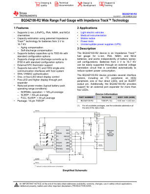 BQ34Z100-R2 datasheet cover page