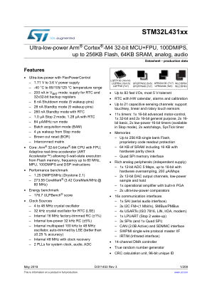 STM32L431CB 数据手册首页