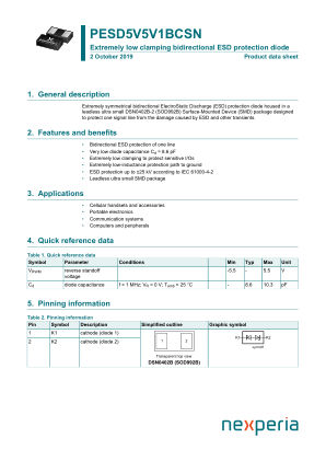 PESD5V5V1BCSN datasheet cover page