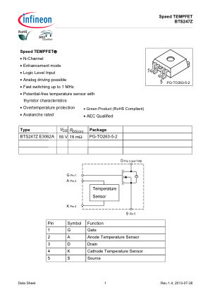 BTS247Z-E3062A 数据手册首页