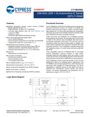 CY15B256Q datasheet cover page