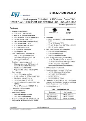 STM32L100C6-A 数据手册首页