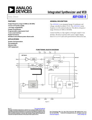 ADF4360-8 数据手册首页
