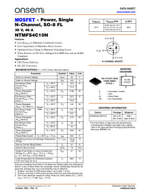 NTMFS4C10N datasheet cover page