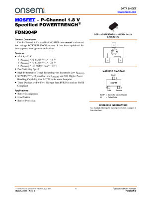 FDN304P datasheet cover page