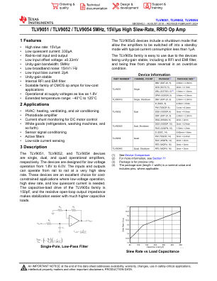 TLV9054 datasheet cover page