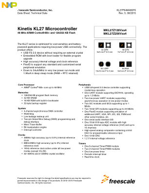 KL27P64M48SF6 数据手册首页