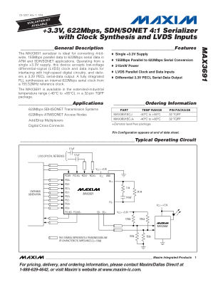 MAX3691 datasheet cover page