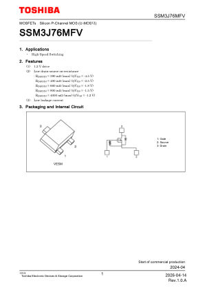 SSM3J76MFV datasheet cover page