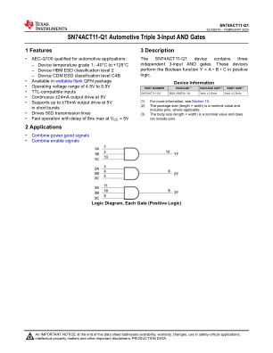 SN74ACT11-Q1 数据手册首页
