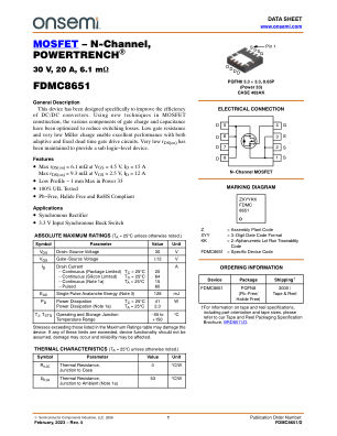 FDMC8651 数据手册首页