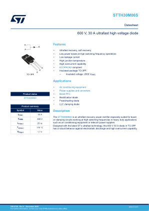 STTH30M06S datasheet cover page