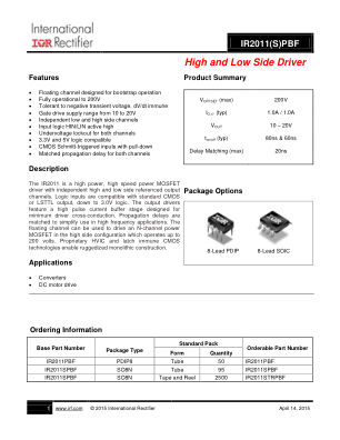 IR2011S datasheet cover page