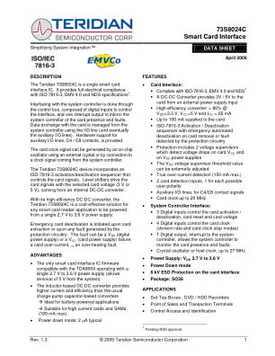 73S8024C datasheet cover page