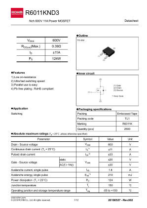 R6011KND3 datasheet cover page