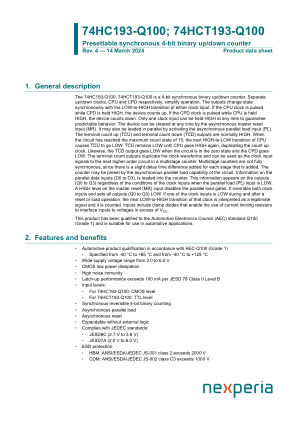 74HC193PW-Q100J datasheet cover page
