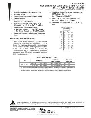 CD74HCT574-Q1 datasheet cover page
