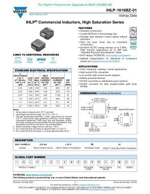 IHLP-1616BZ-01 datasheet cover page