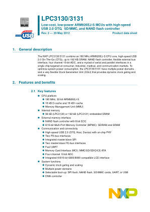 LPC3130 datasheet cover page