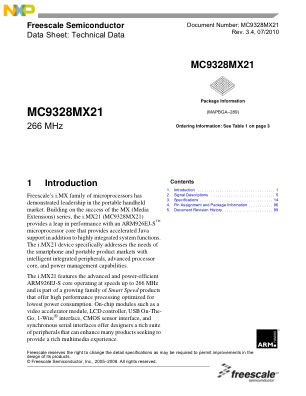 MC9328MX21 数据手册首页