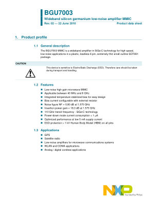 BGU7003 datasheet cover page