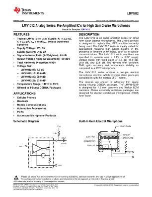 LMV1012 datasheet cover page