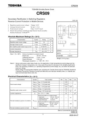 CRS09 datasheet cover page