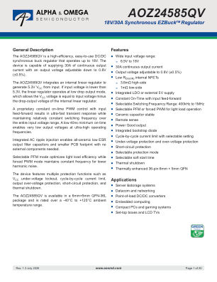 AOZ24585QV datasheet cover page