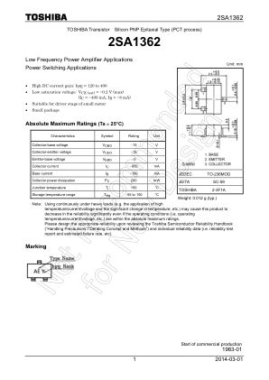 2SA1362 datasheet cover page